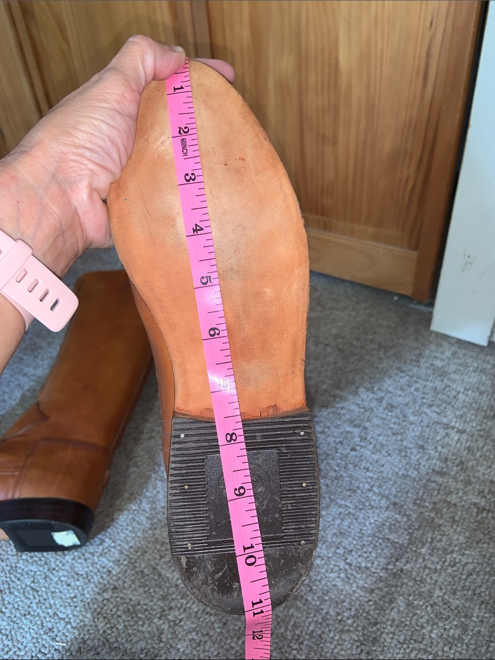 Tall Leather Riding polo Boots in Cognac British tan Brown custom 9 wide - Picture 8 of 12